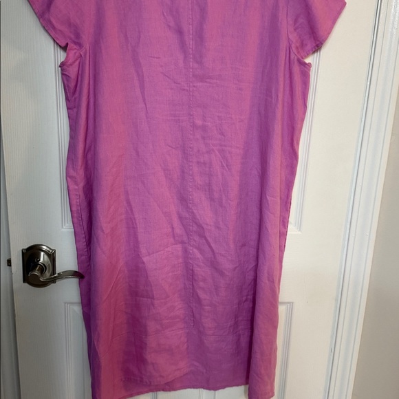 J. Jill Love Linen Pintucked Dress In Camellia Pink with pocket - Picture 6 of 7